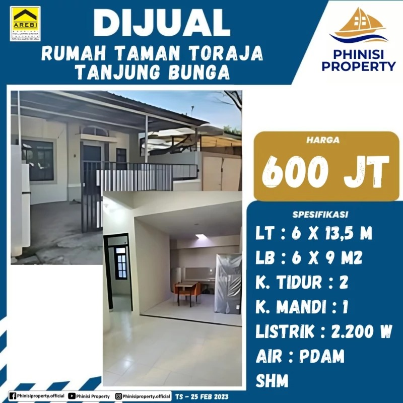 Dijual Rumah di Taman Toraja, Tanjung Bunga Dijual Rumah di Taman Toraja, Tanjung Bunga