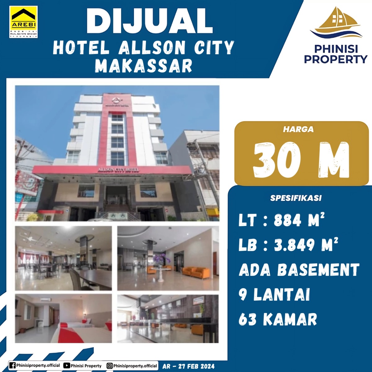 Dijual Hotel Allson City Makassar