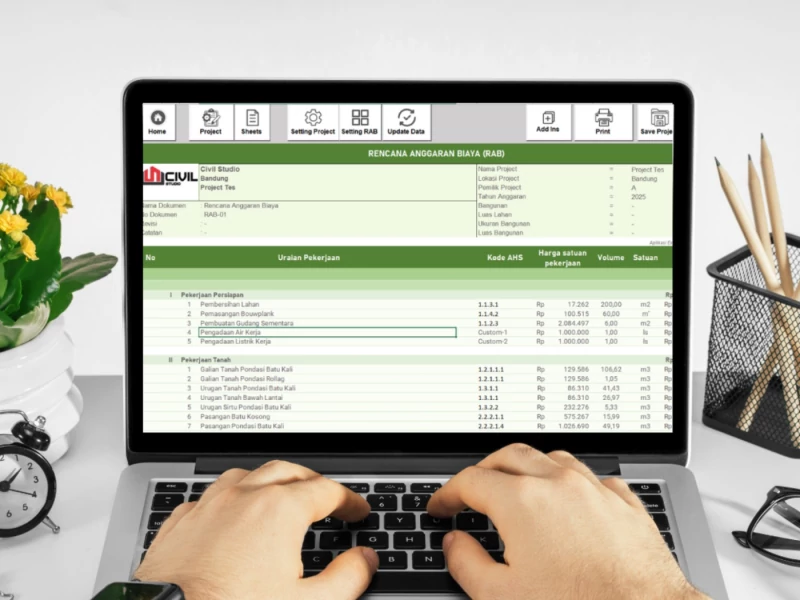 Tampilan Aplikasi Excel RAB