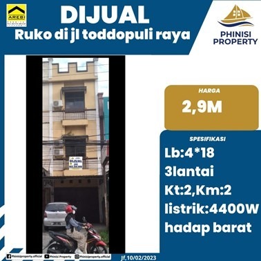 Dijual Ruko di Jalan Toddopuli Raya