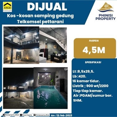 Dijual Rumah Kost di Samping Gedung Telkomsel Pettarani