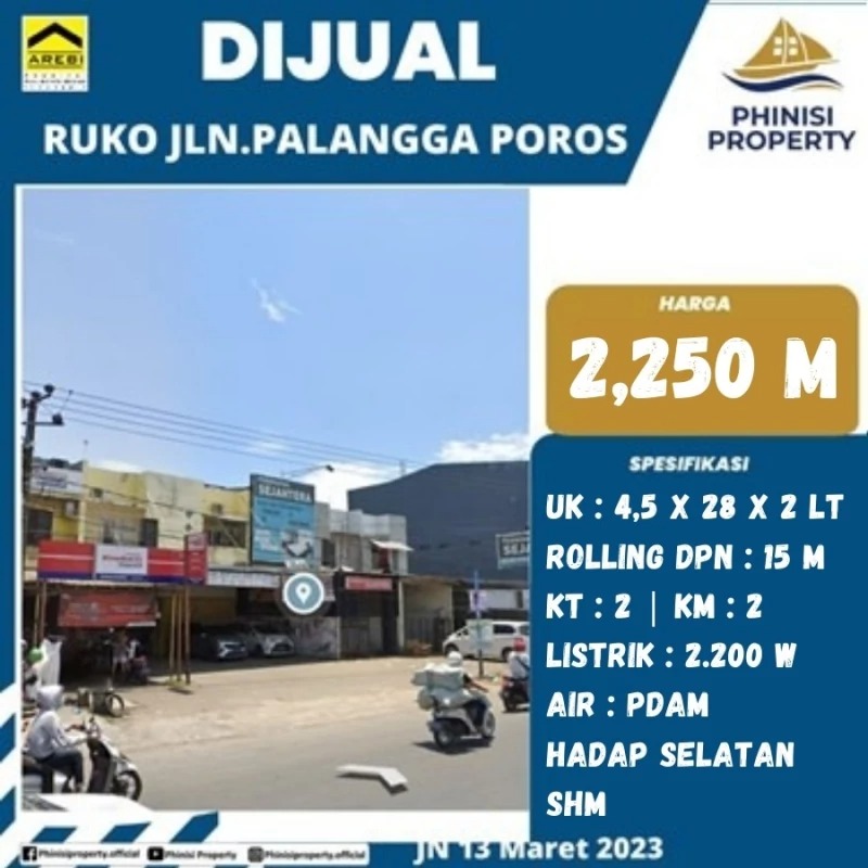 Dijual Ruko di Jalan Pallangga Poros