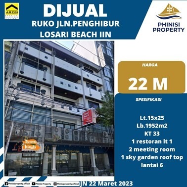 Dijual Ruko di Jalan Penghibur Losari Beach Inn