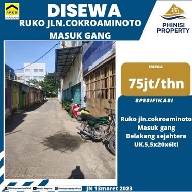 Disewa Ruko Jalan Hos Cokroaminoto Masuk Gang