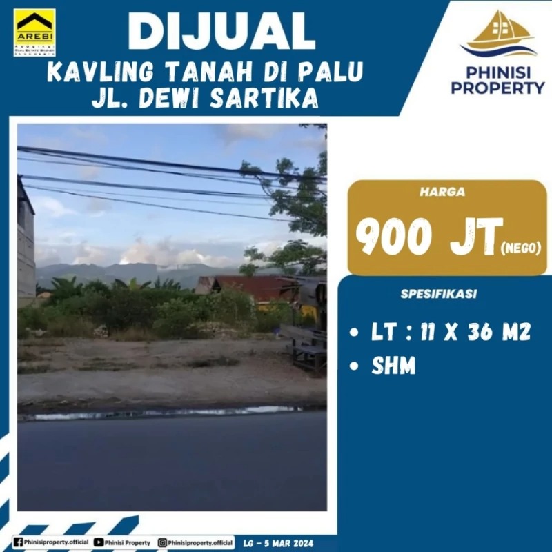 Dijual Kavling Tanah Jalan Dewi Sartika, Palu