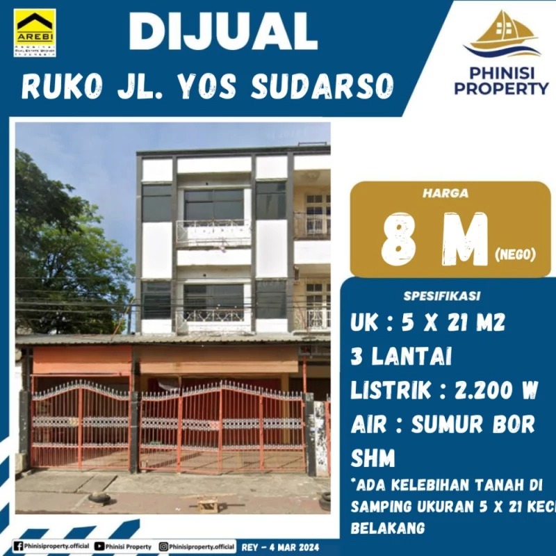 Dijual Ruko Jalan Yos Sudarso