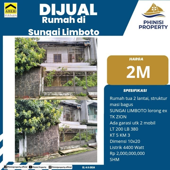Dijual Rumah di Jalan Sungai Limboto