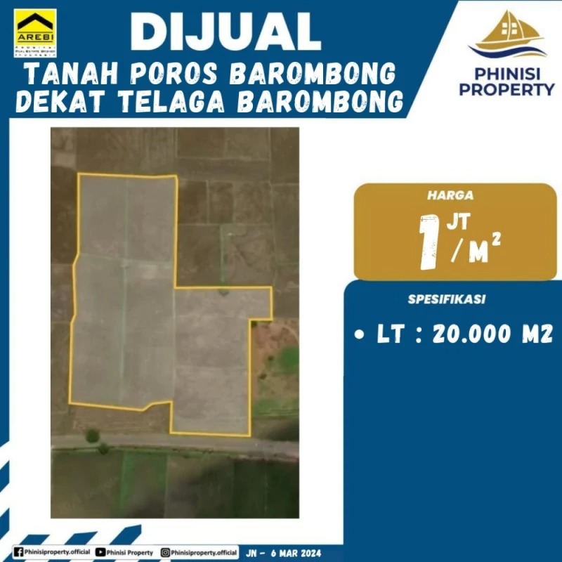 Dijual Kavling Tanah Poros Barombong Dekat Telaga
