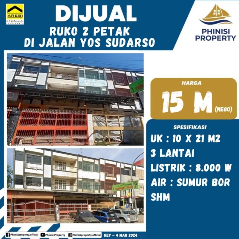 Dijual Ruko 2 Petak di Jalan Yos Sudarso