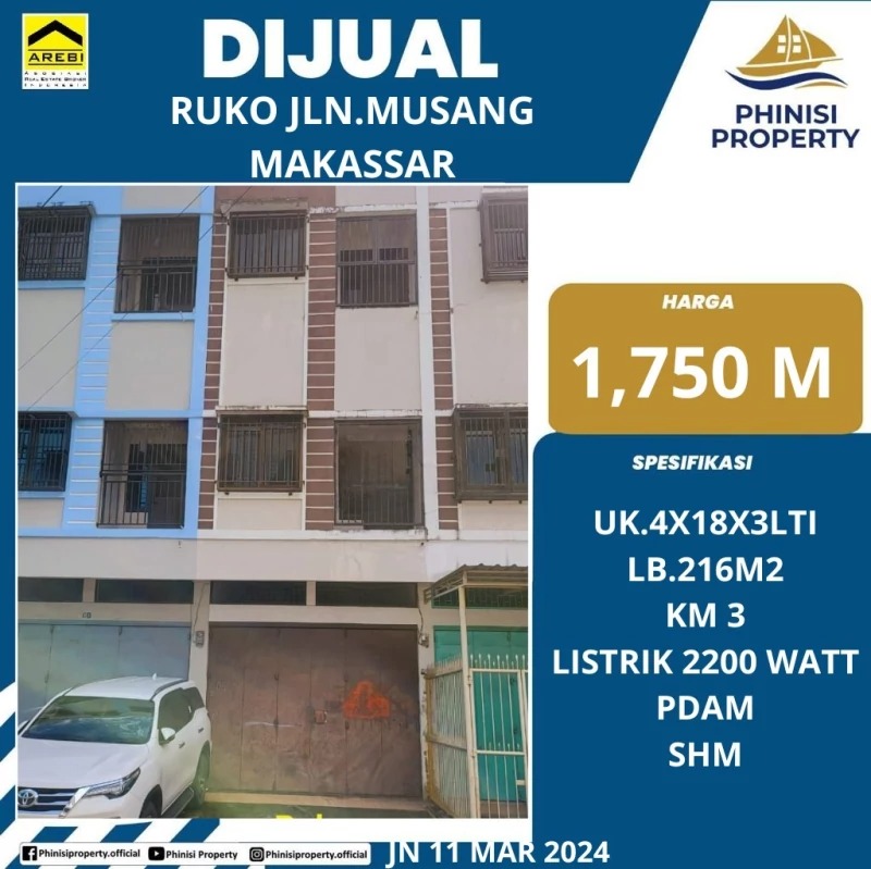 Dijual Ruko Jalan Musang