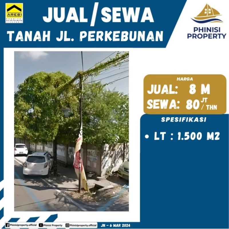 Dijual / Disewa Kavling Tanah Jalan Perkebunan