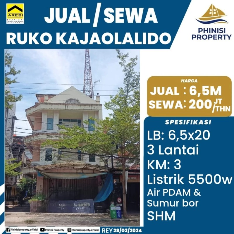 Dijual / Disewa Ruko Jalan Kajaolalido