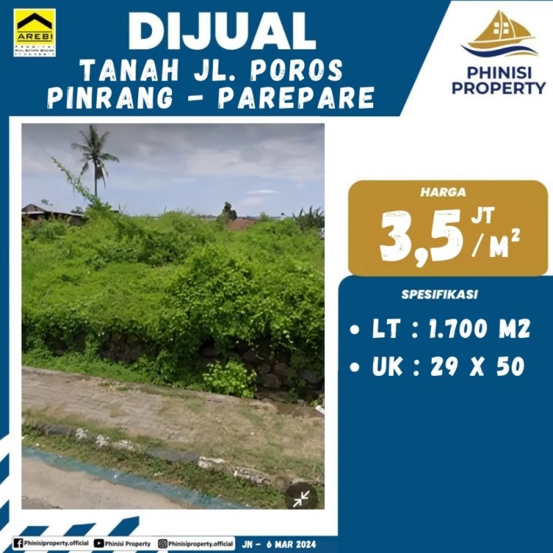 Dijual Kavling Tanah Jalan Poros Pinrang - Parepare