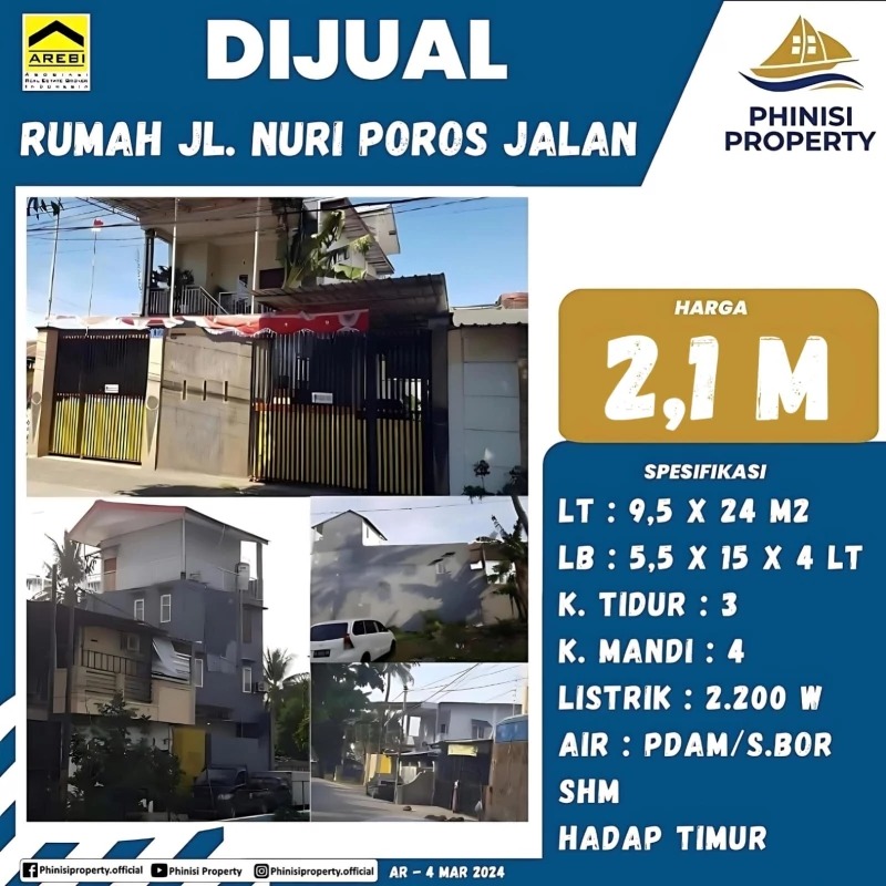 Dijual Rumah Jalan Nuri Poros Jalan