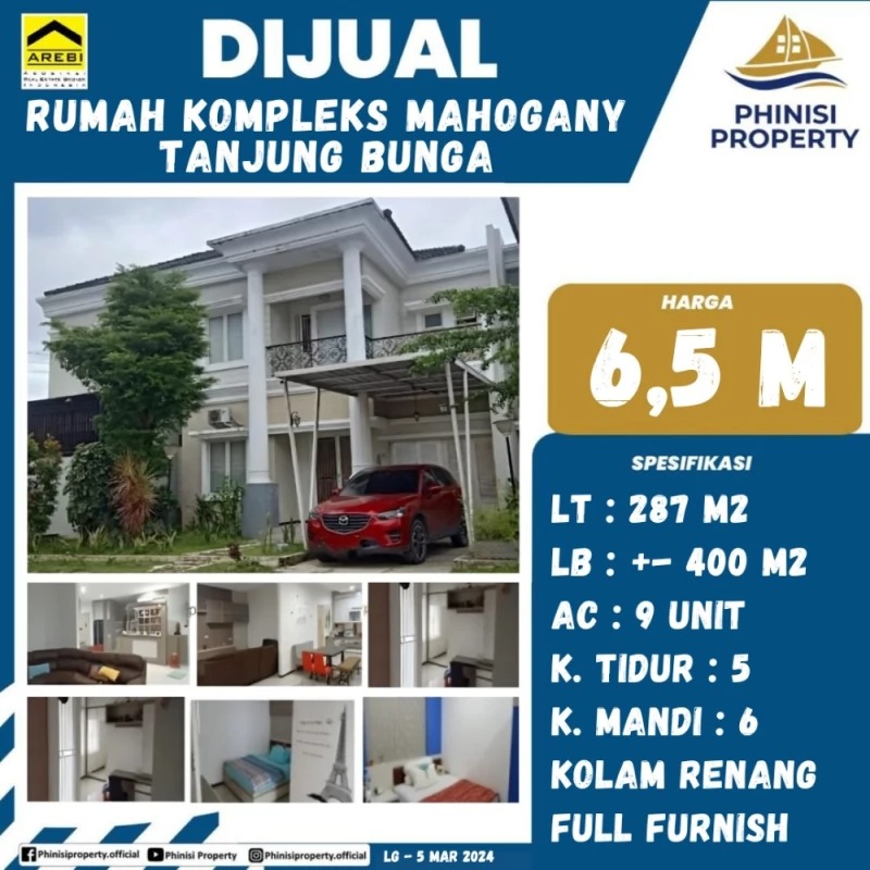 Dijual Rumah Kompleks Mahogany, Tanjung Bunga