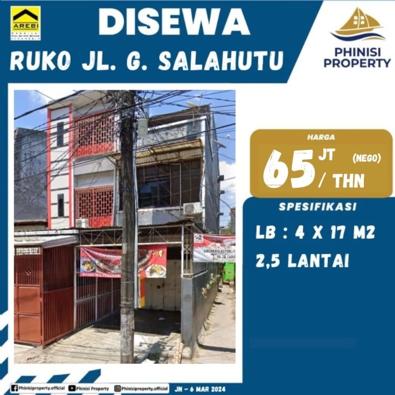 Disewa Ruko Jalan Gunung Salahutu
