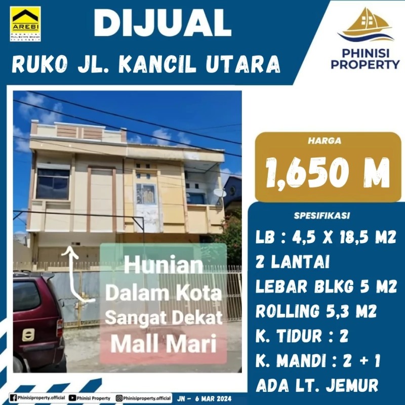 Dijual Ruko Jalan Kancil Utara