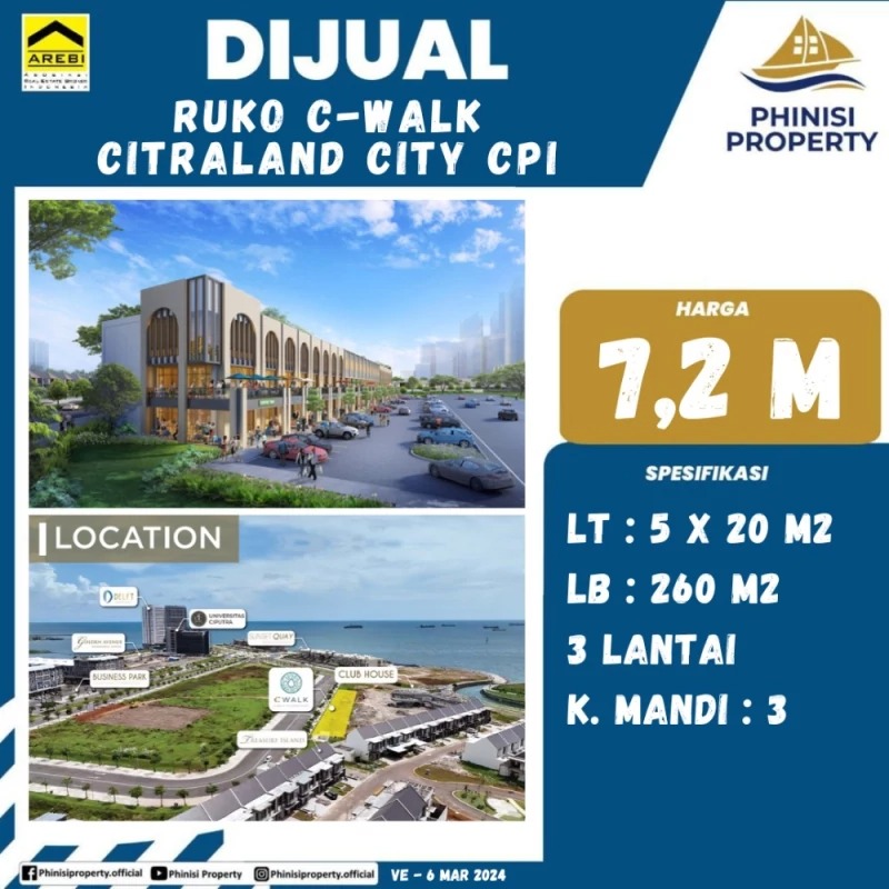 Dijual Ruko C-Walk Citraland City CPI