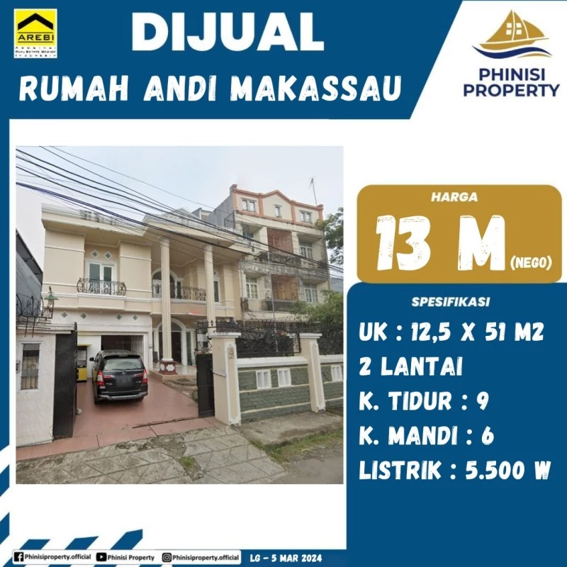 Dijual Rumah Jalan Andi Makassau