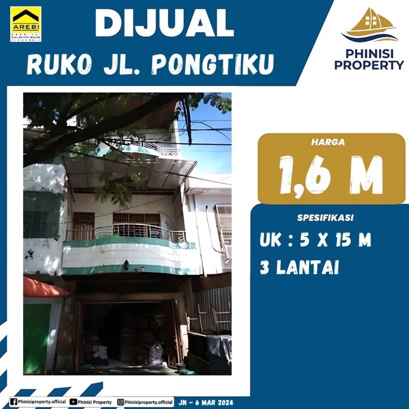 Dijual Ruko Jalan Pongtiku