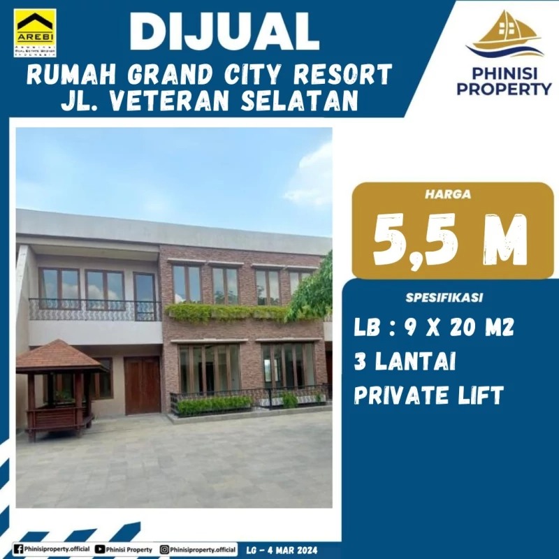 Dijual Rumah Grand City Resort Jalan Veteran Selatan