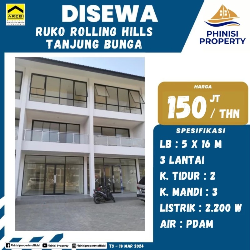 Disewa Ruko Rolling Hills Tanjung Bunga