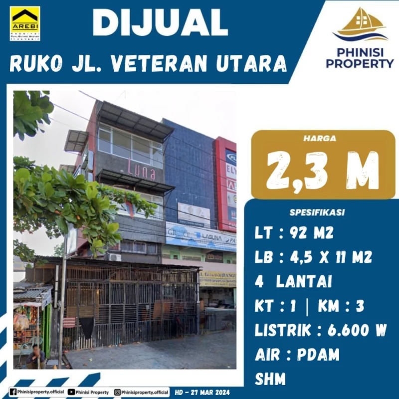 Dijual Ruko Jalan Veteran Utara
