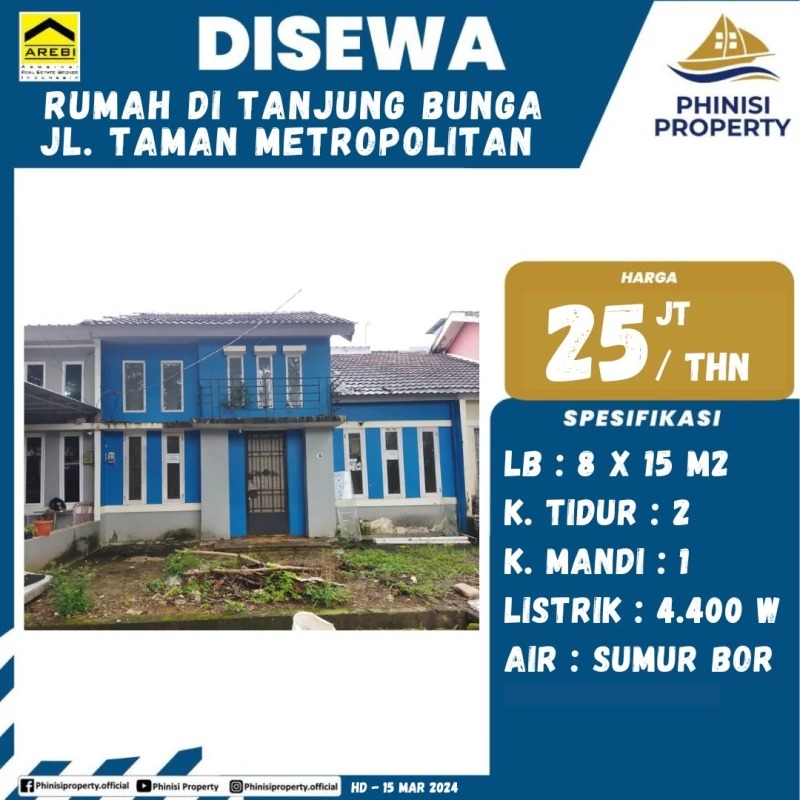 Disewa Rumah Jalan Taman Metropolitan, Tanjung Bunga