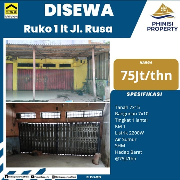 Disewa Ruko Jalan Rusa