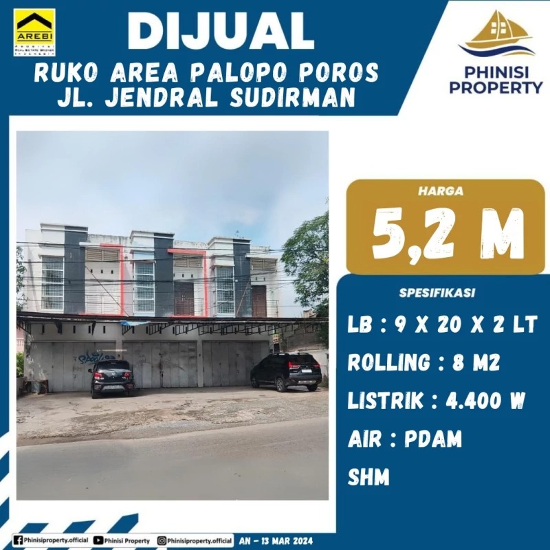 Dijual Ruko Poros Jalan Jendral Sudirman, Palopo