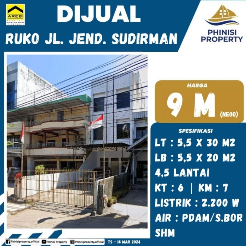 Dijual Ruko Jalan Jendral Sudirman