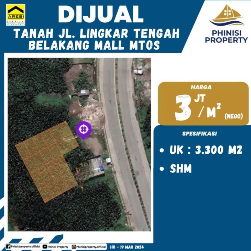 Dijual Kavling Tanah Jalan Lingkar Tengah Belakang Mall Mtos