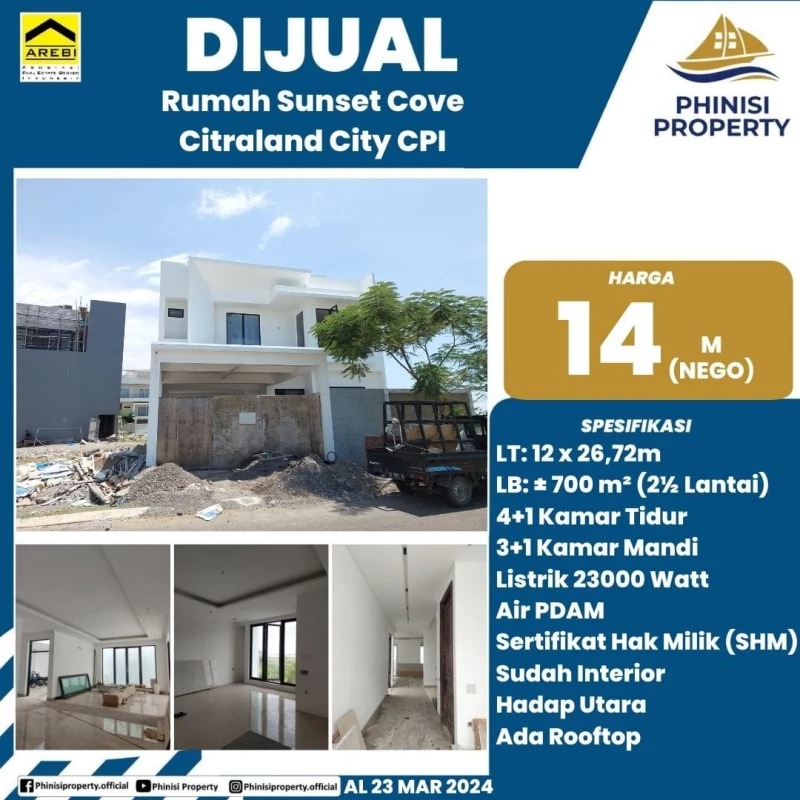 Dijual Rumah Sunset Cove Citraland City CPI
