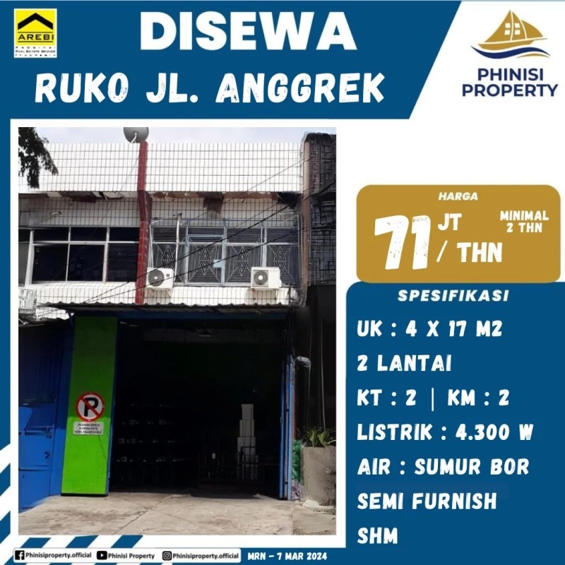 Disewa Ruko Jalan Anggrek