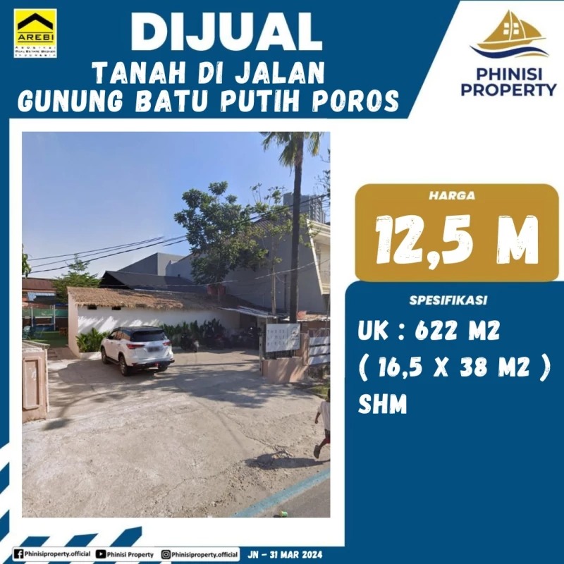 Dijual Kavling Tanah di Jalan Gunung Batu Putih Poros