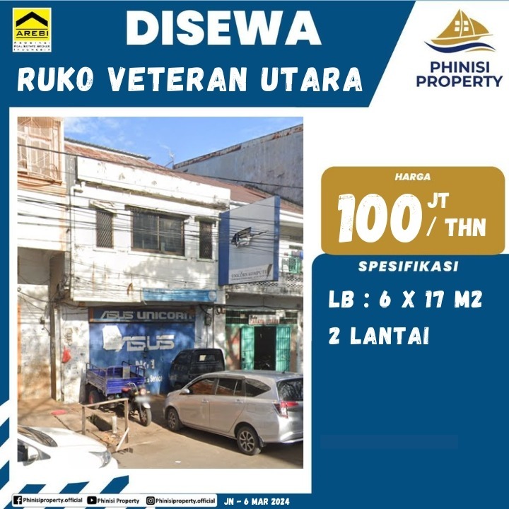 Disewa Ruko Jalan Veteran Utara