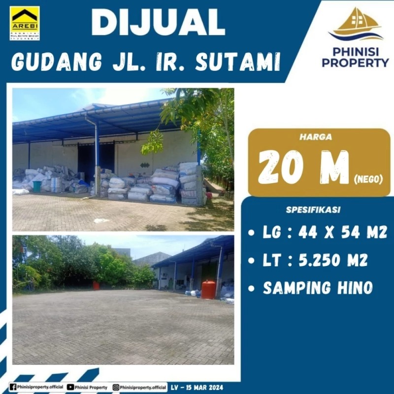 Dijual Gudang ir. Sutami