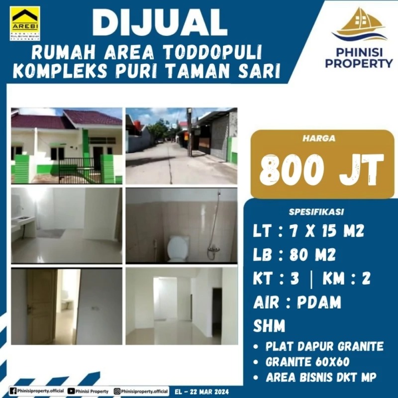 Dijual Rumah Kompleks Puri Taman Sari Area Toddopuli