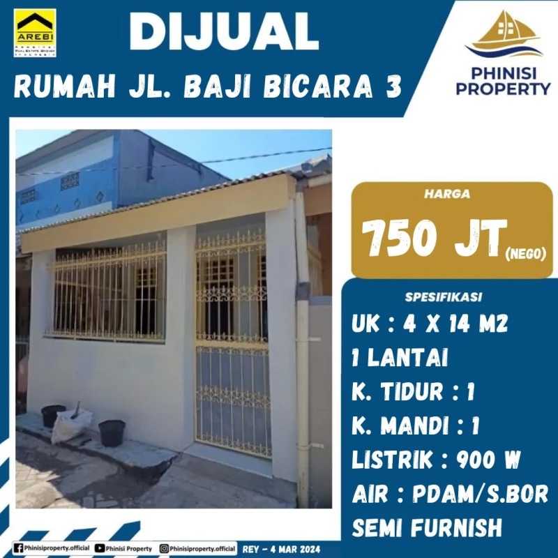 Dijual Rumah Jalan Baji Bicara 3