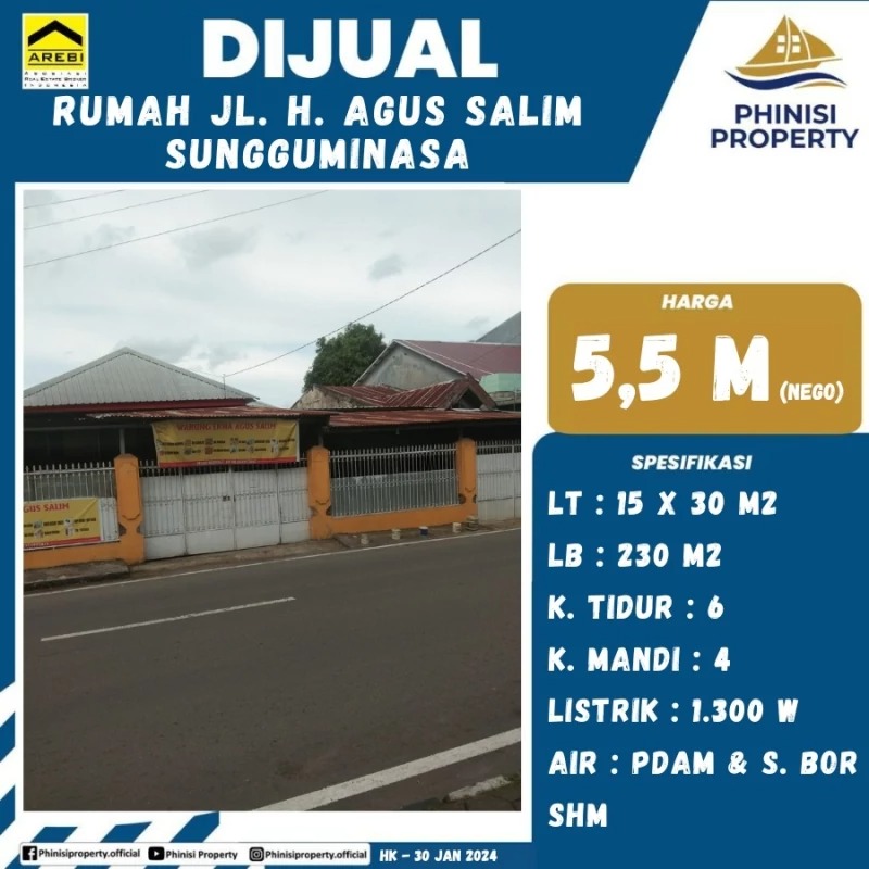Dijual Rumah Jalan H. Agus Salim Sungguminasa Gowa