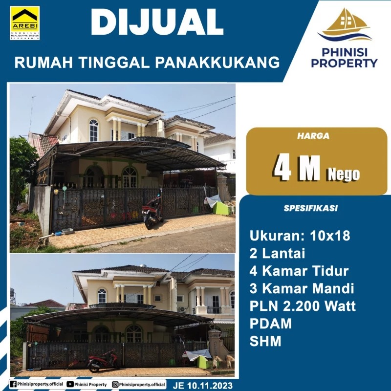 Dijual Rumah Tinggal di Panakkukang