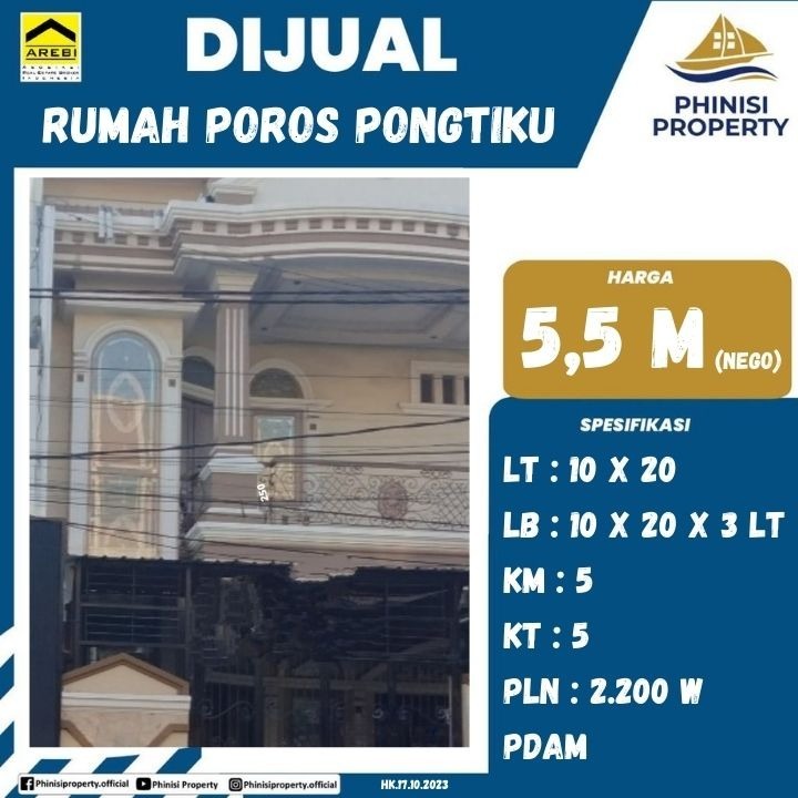Dijual Rumah Poros Jalan Pongtiku