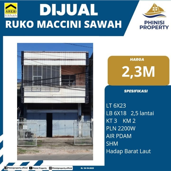 Dijual Ruko Jalan Maccini Sawah