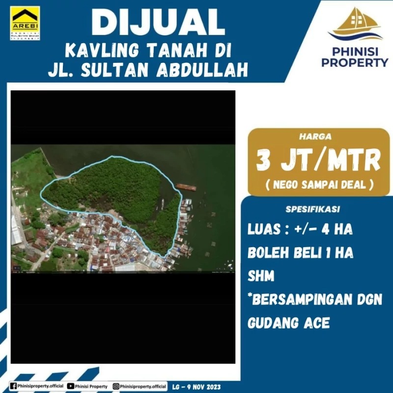 Dijual Kavling Tanah Jalan Sultan Abdullah