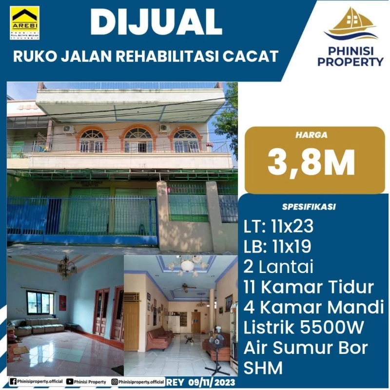 Dijual Ruko Jalan Rehabilitasi Cacat