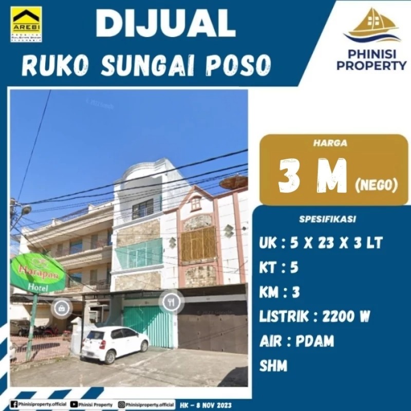 Dijual Ruko Jalan Sungai Poso