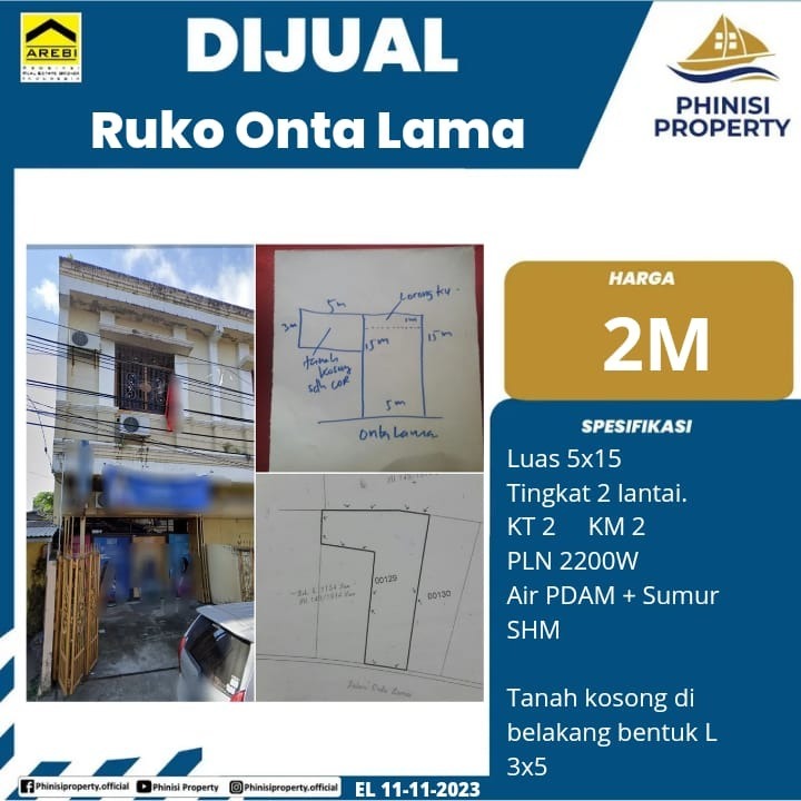 Dijual Ruko Jalan Onta Lama