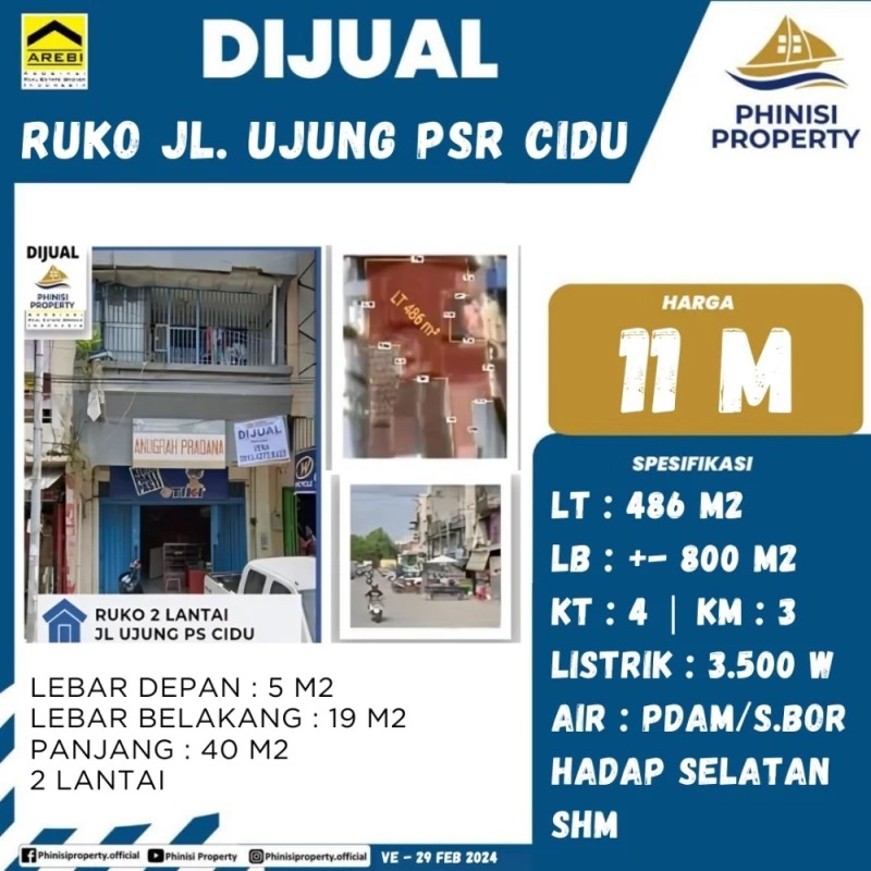 Dijual Ruko Jalan Ujung Pasar Cidu