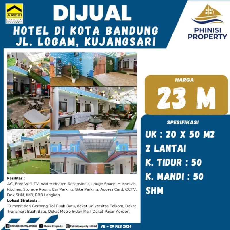 Dijual Hotel di Kota Bandung Jalan Logam, Kujangsari