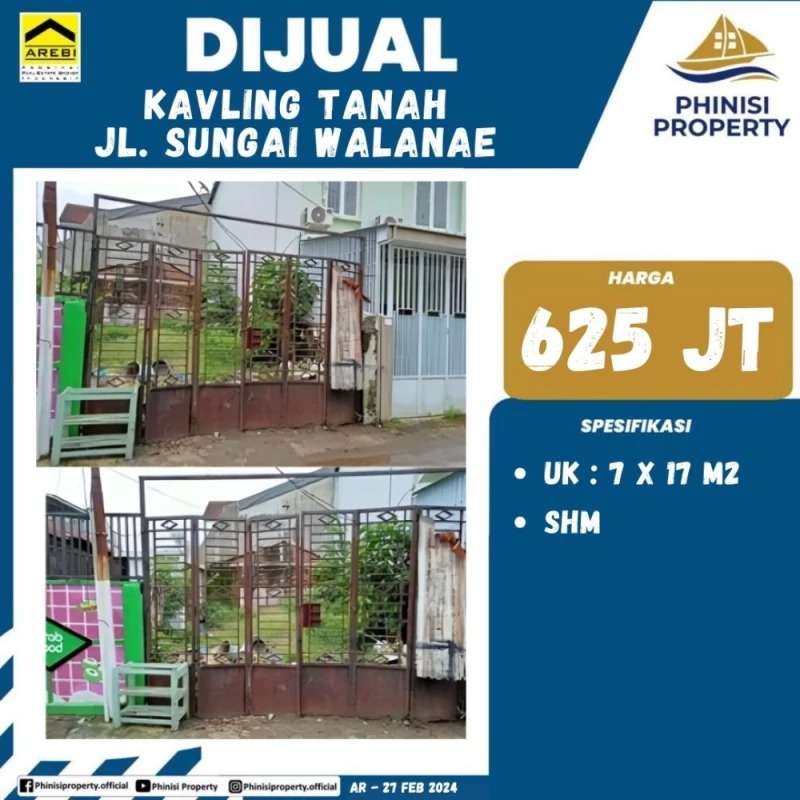 Dijual Kavling Tanah Jalan Sungai Walanae